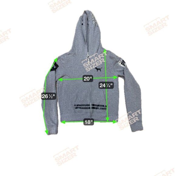 Rare Victorias Secret Love Pink Sequin Bling Full Zip Up Hoodie Y2K Retro Medium - Picture 8 of 8